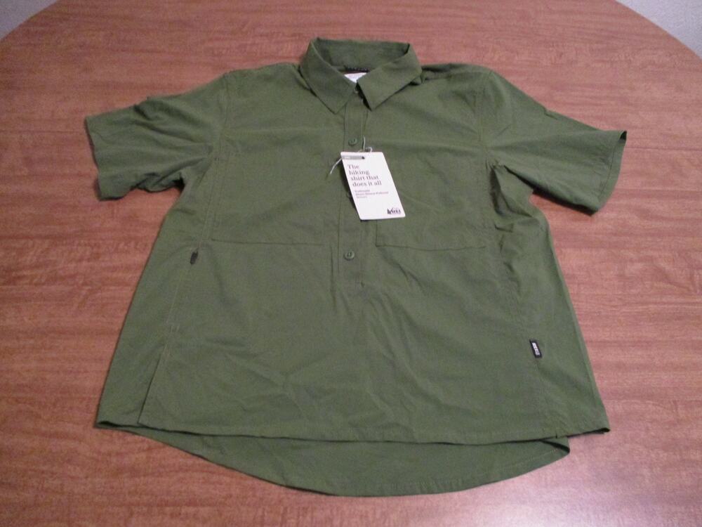 REI WOMENS TRAILMADE SHORT SLEEVE PULLOVER GREEN SHIRT S